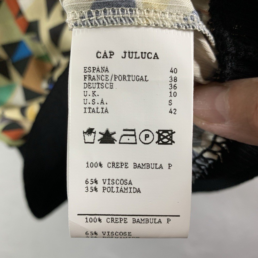 Cap Juluca x Aldomartins Womens Geometric Crepe Top Sz Semi Sheer‎ Boho Artsy - Picture 9 of 14